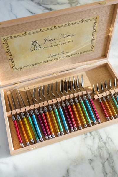 Box of 24 pieces Laguiole in assorted colors made in France