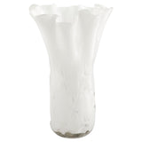 Opaque White Ruffle Tall Glass Vase