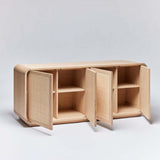 Blonde Rattan and Oak Credenza