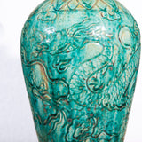 Speckled Green Carved Dragon Plum Vase Small