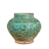 Speckled Green Carved Dragon Jar