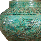 Speckled Green Carved Dragon Jar