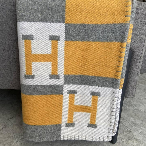 Hermes Inspired "H" Throw Blanket Yellow