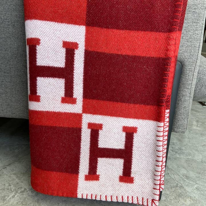 Hermes Inspired "H" Throw Blanket Red