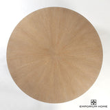 White Fluted and Oak Top Dining Table Round 60"