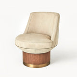 ROUND SWIVEL CHAIR-BURLAP LEATHER