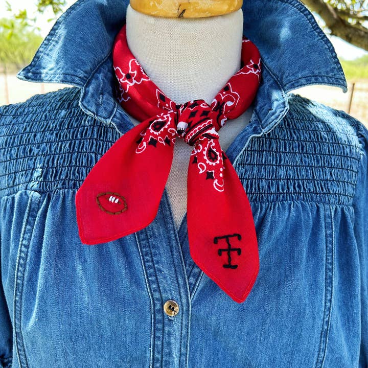 Embroidered Red Raider Bandana