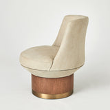 ROUND SWIVEL CHAIR-BURLAP LEATHER