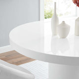 White Lacquer Round 60" Dining Table