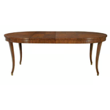 European Mahogany Finish Extension Round to Oval Dining Table