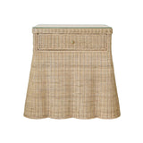 Scalloped Rattan Side Table with Drawer