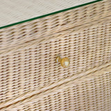 Scalloped Rattan Side Table with Drawer