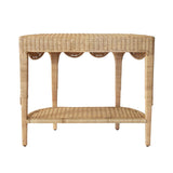 Scalloped Rattan Demilune Table