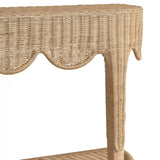 Scalloped Rattan Demilune Table