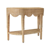 Scalloped Rattan Demilune Table