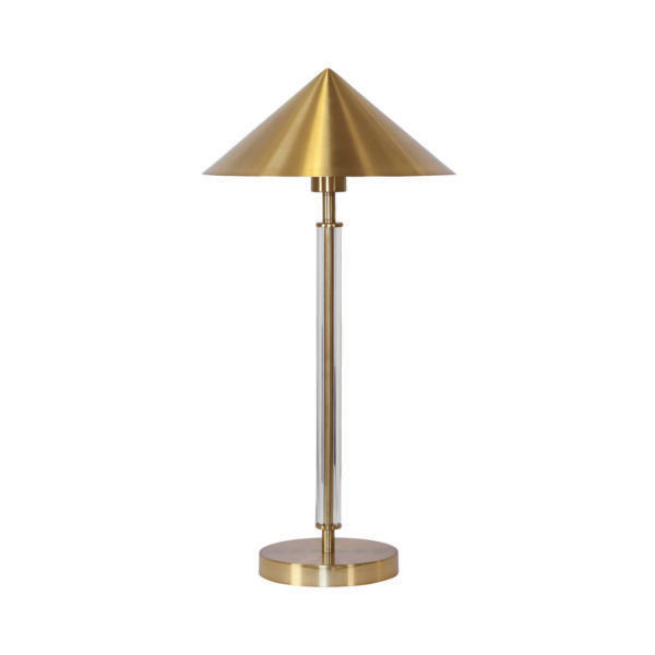 Acrylic and Brass Metal Shade Table Lamp