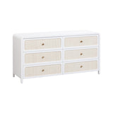 White Rattan 6 Drawer Dresser