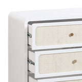 White Rattan 6 Drawer Dresser