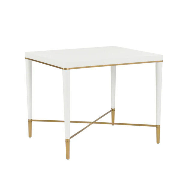 Clinton White and Gold End Table