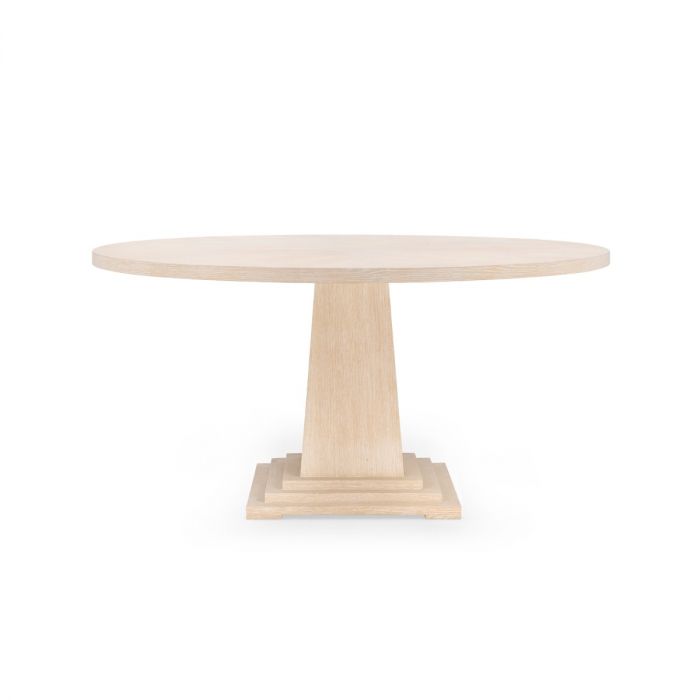 Clear Lacquered Bleached Cerused Oak Dining Table 60" Round