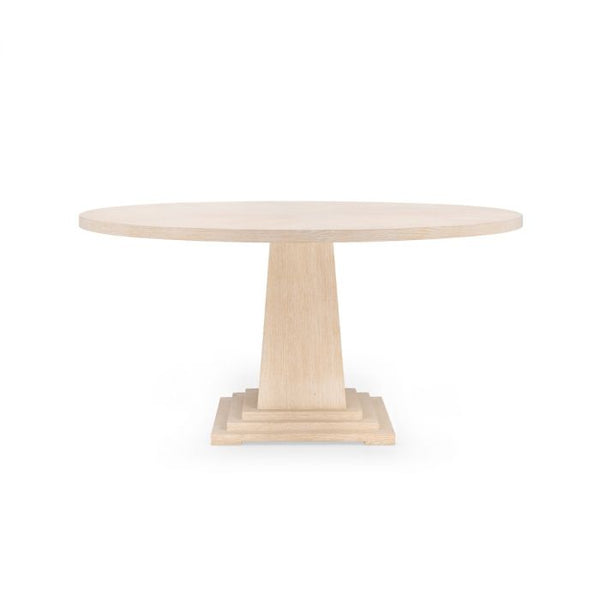 Clear Lacquered Bleached Cerused Oak Dining Table 60" Round