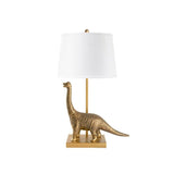 Dinosaur Lamp with Shade Antique Brass