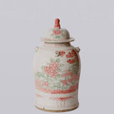 Pink and Green Porcelain Four Seasons Temple Jar