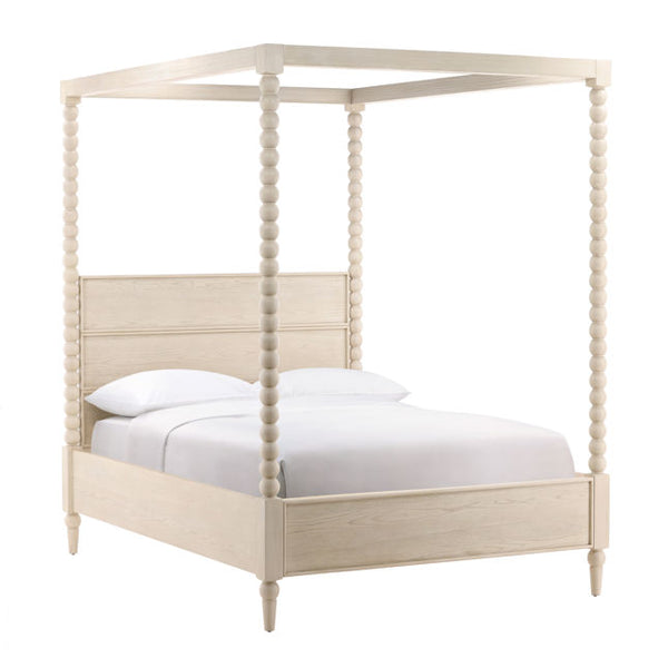 'Spindle Canopy Bed Whitwash