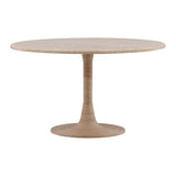 Camille Travertine and Rattan Dining Table