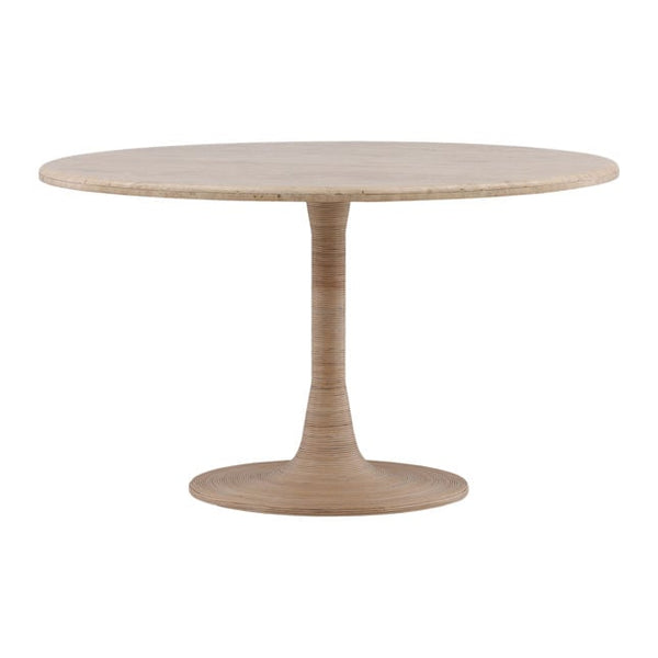 Camille Travertine and Rattan Dining Table