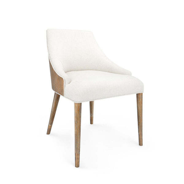 Driftwood and Herringbone Linen Arm Chair