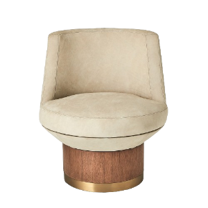 ROUND SWIVEL CHAIR-BURLAP LEATHER