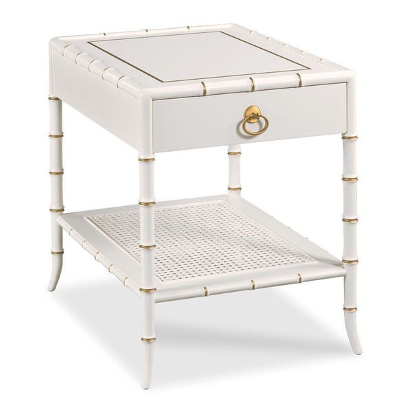 White Faux Bamboo Side Table