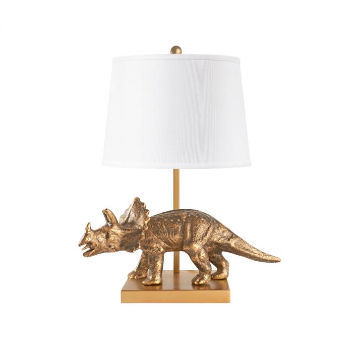 Dinosaur Lamp with Shade Antique Brass-Triceratops