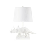 Dinosaur Lamp with Shade Plaster White-Triceratops