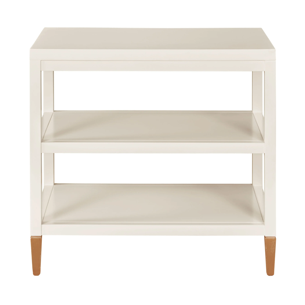 Soft White Lacquer Tiered Side Table