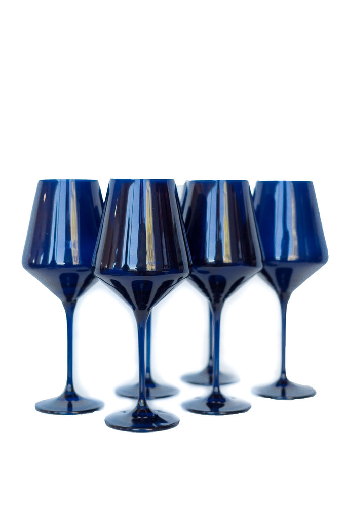 Estelle Colored Glass Tinted Stemless Wine Glasses 2-Piece Set Blue