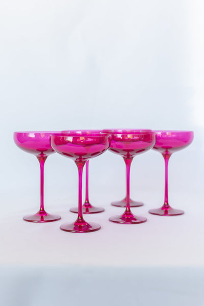 ESTELLE COLORED CHAMPAGNE COUPE STEMWARE - SET OF 6 {FUCHSIA}